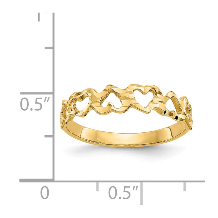 14k Yellow Gold Heart Ring, Size: 6