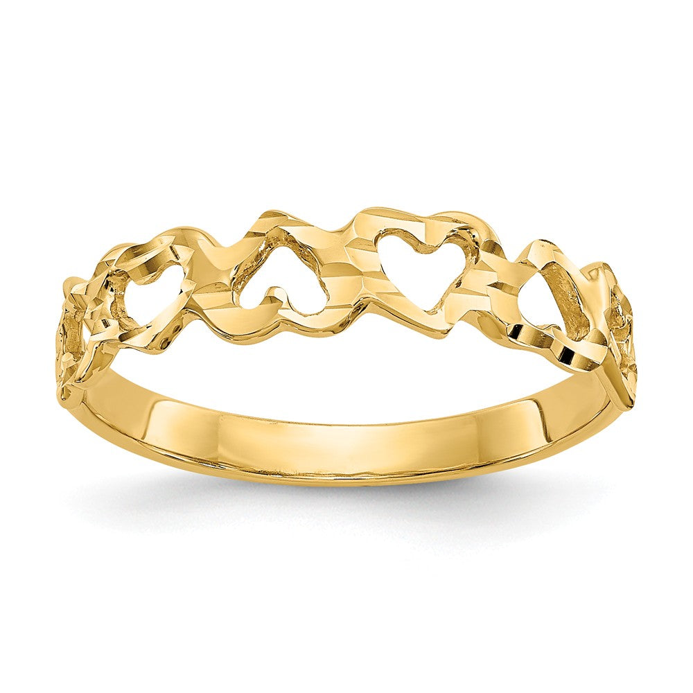 14k Yellow Gold Heart Ring, Size: 6