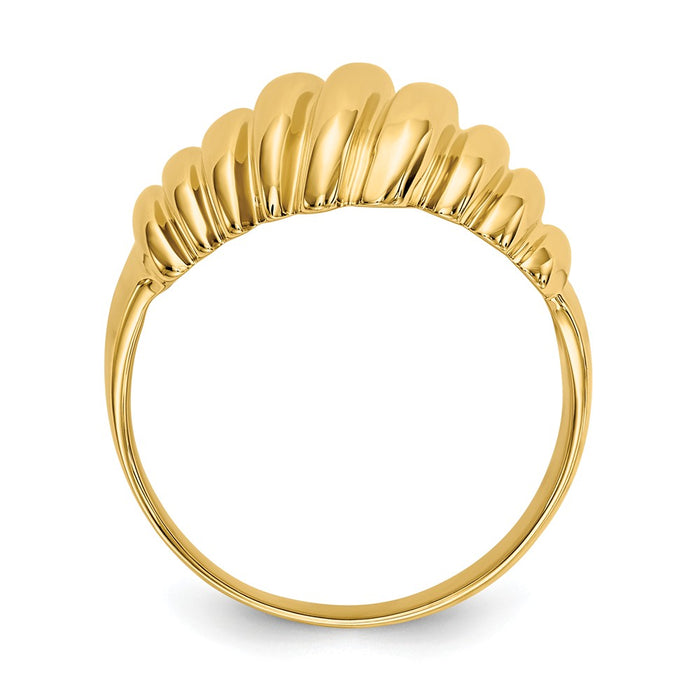 14k Yellow Gold Polished Scalloped Dome Ring, Size: 7