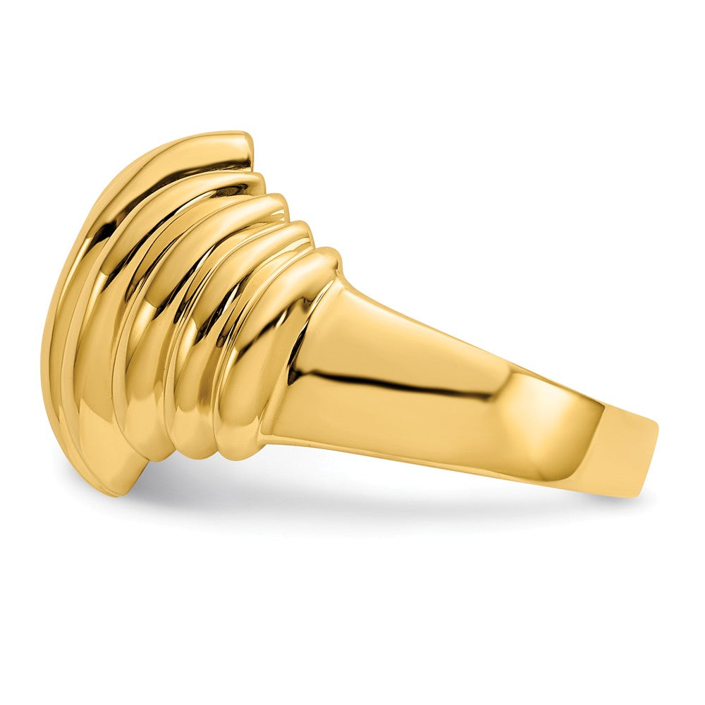 14k Yellow Gold Polished Scalloped Dome Ring, Size: 7