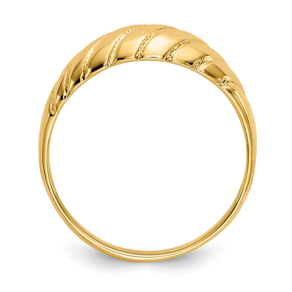 14k Yellow Gold Polished Scalloped Dome Ring, Size: 7