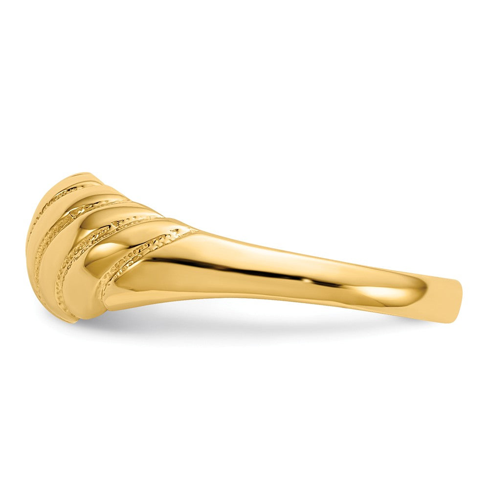 14k Yellow Gold Polished Scalloped Dome Ring, Size: 7
