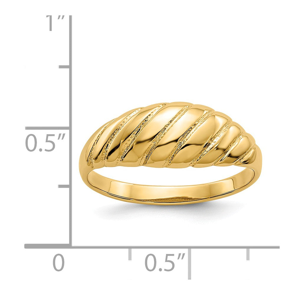 14k Yellow Gold Polished Scalloped Dome Ring, Size: 7