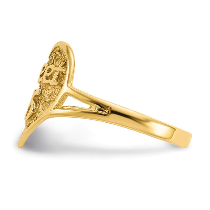 14k Yellow Gold Sweet 16 Heart Ring, Size: 6