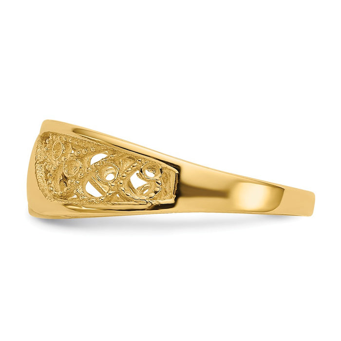 14k Yellow Gold Polished Filigree Ring, Size: 6