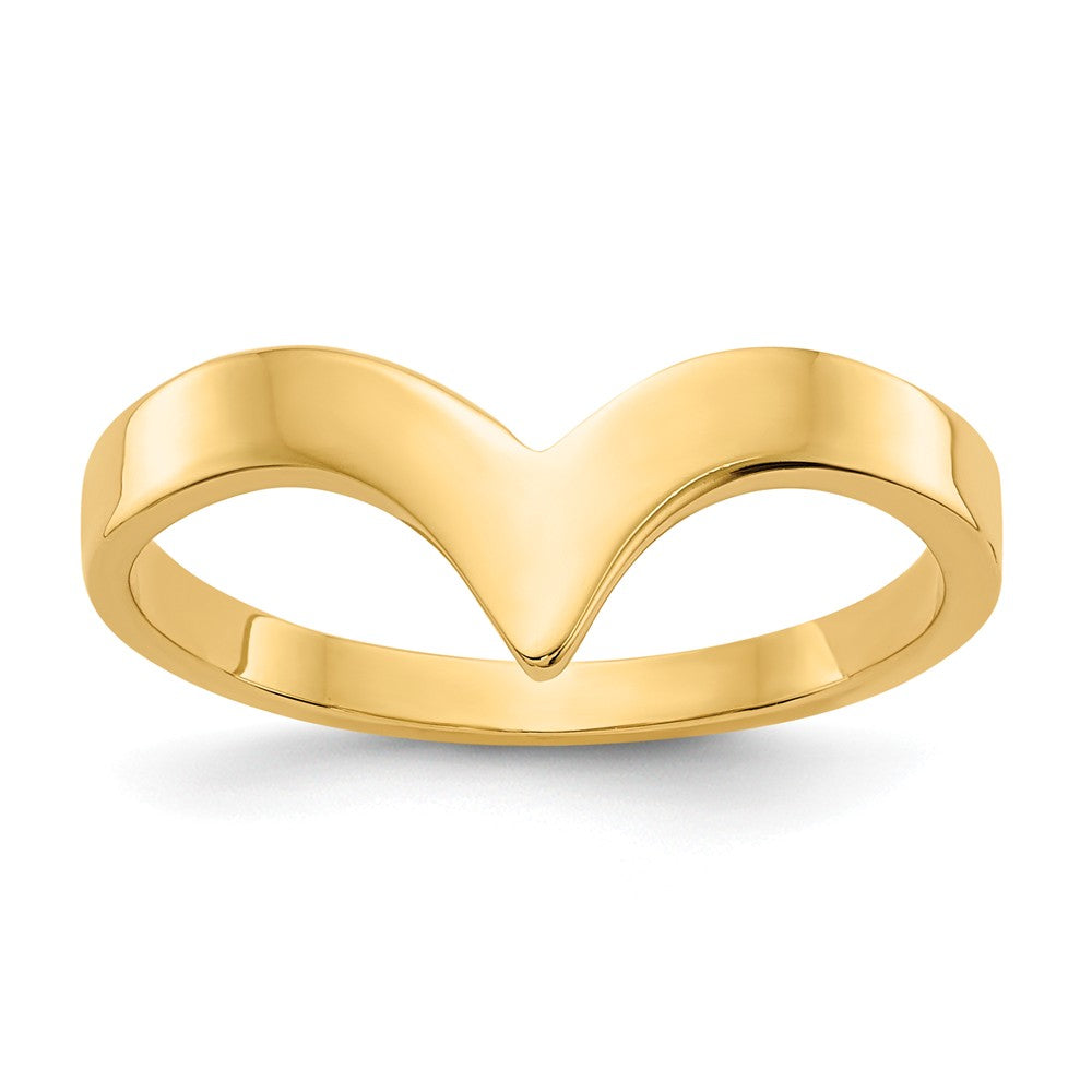 14k Yellow Gold Polished Chevron Ring, Size: 6