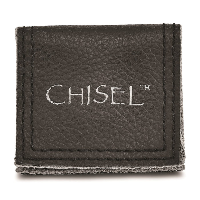 Unisex Fashion Jewelry, Chisel Brand Stainless Steel Base w/Brushed Black Ceramic Center Beveled Ring Band