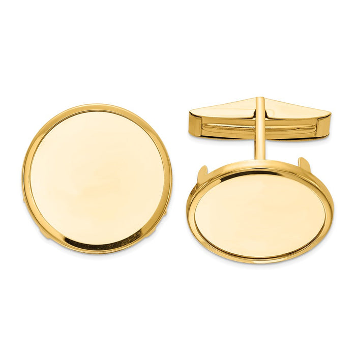 Occasion Gallery, Men's Accessories, 14k Yellow Gold 1/10oz Panda Coin Polished Plain Bezel Cuff Links Mounting