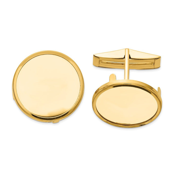 Occasion Gallery, Men's Accessories, 14k Yellow Gold 1/10oz American Eagle Polished Plain Bezel Cuff Links Mounting