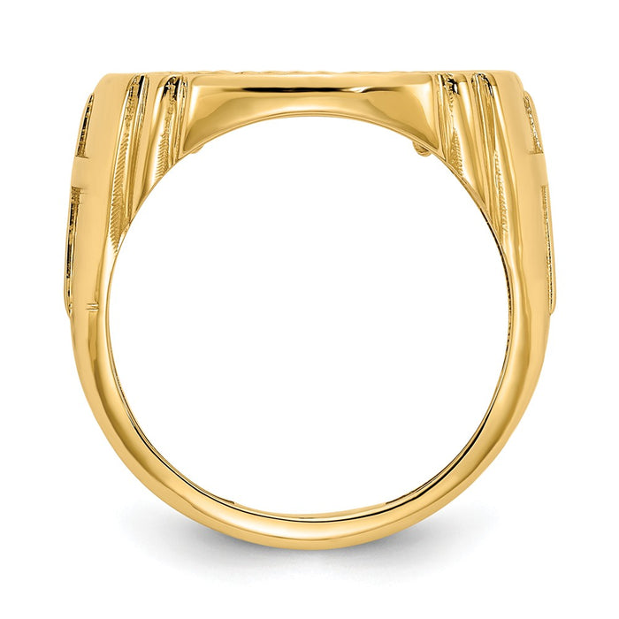 14k Yellow Gold 1/10AE Diamond-cut Coin Ring, Size: 10