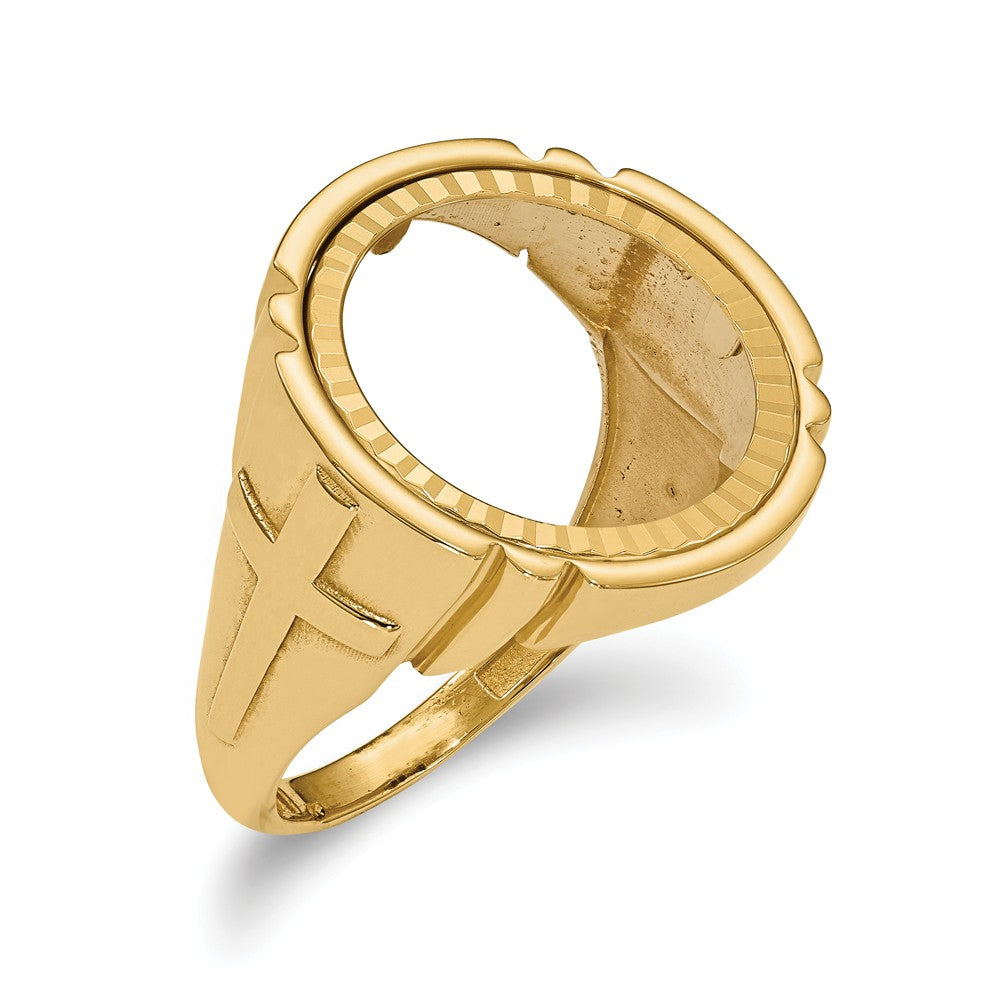 14k Yellow Gold 1/10AE Diamond-cut Coin Ring, Size: 10