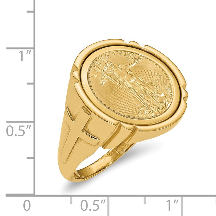 14k Yellow Gold 1/10AE Polished Coin Ring with coin, Size: 10