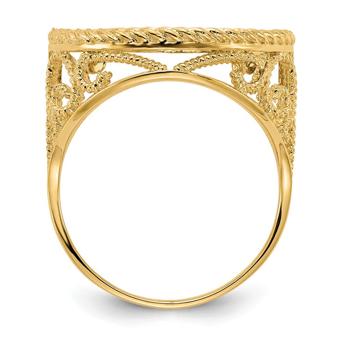 14k Yellow Gold 1/10AE Diamond-cut Coin Ring, Size: 10