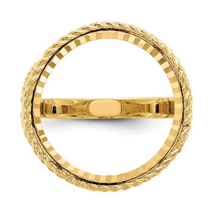 14k Yellow Gold 1/10AE Diamond-cut Coin Ring, Size: 10