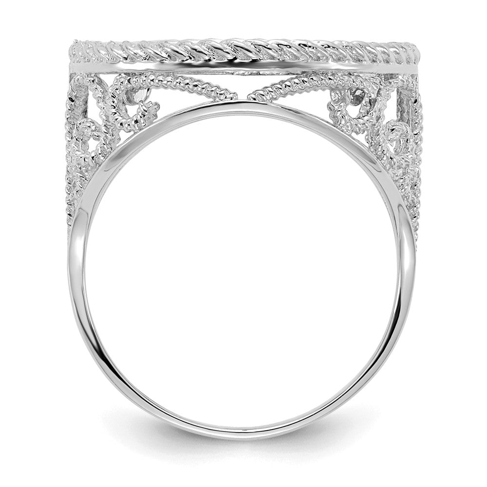 14k White Gold 1/10AE Diamond-cut Coin Ring, Size: 7