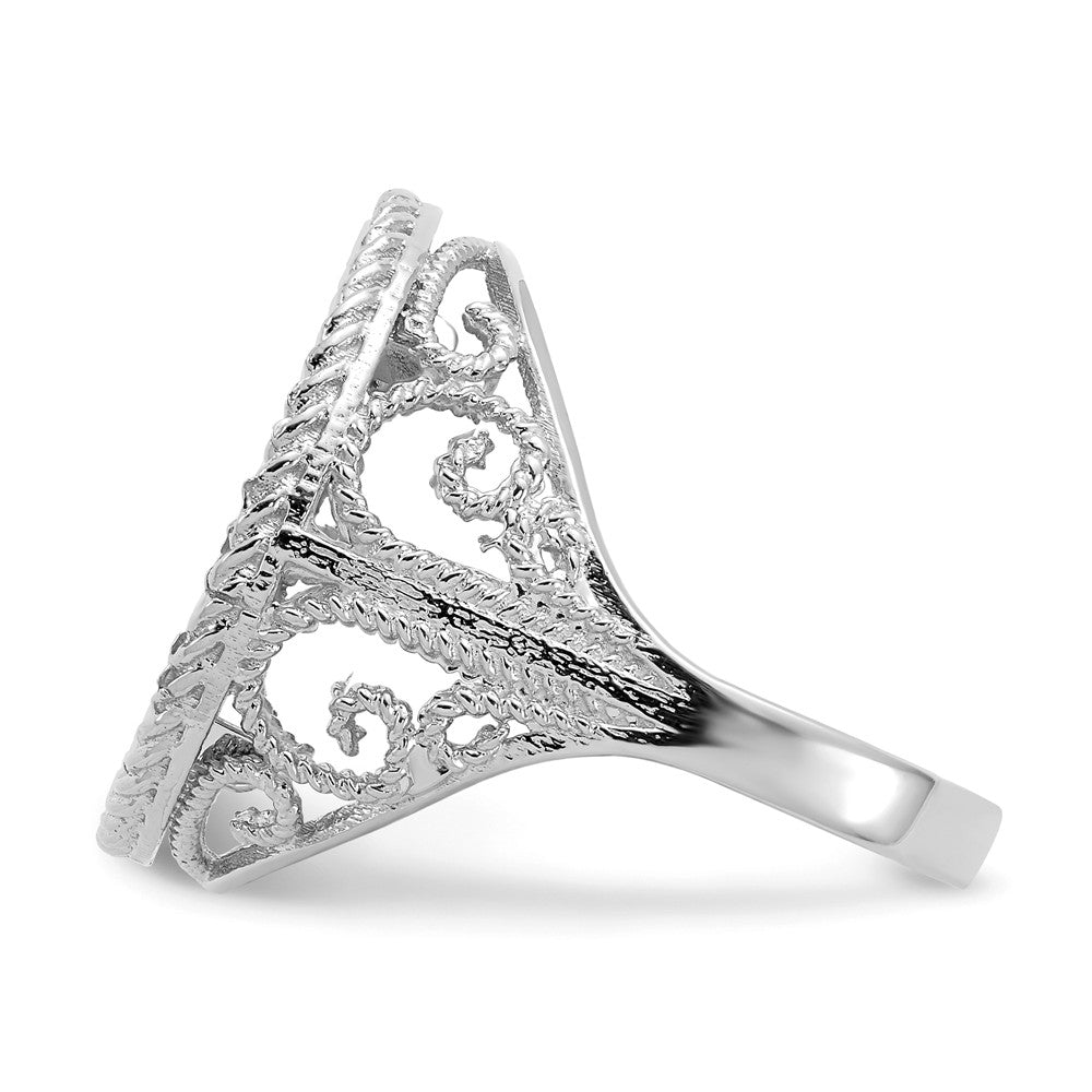 14k White Gold 1/10AE Diamond-cut Coin Ring, Size: 7
