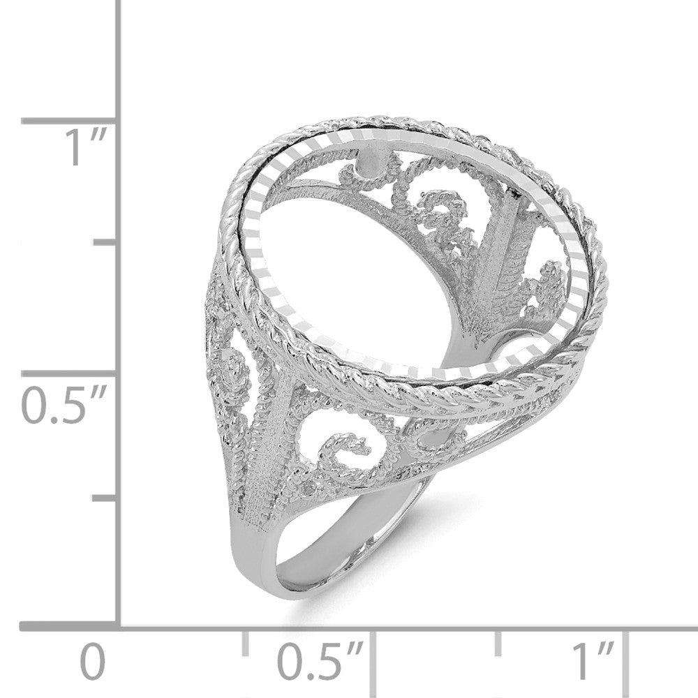 14k White Gold 1/10AE Diamond-cut Coin Ring, Size: 7