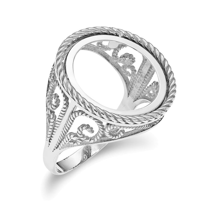 14k White Gold 1/10AE Polished Coin Ring, Size: 7