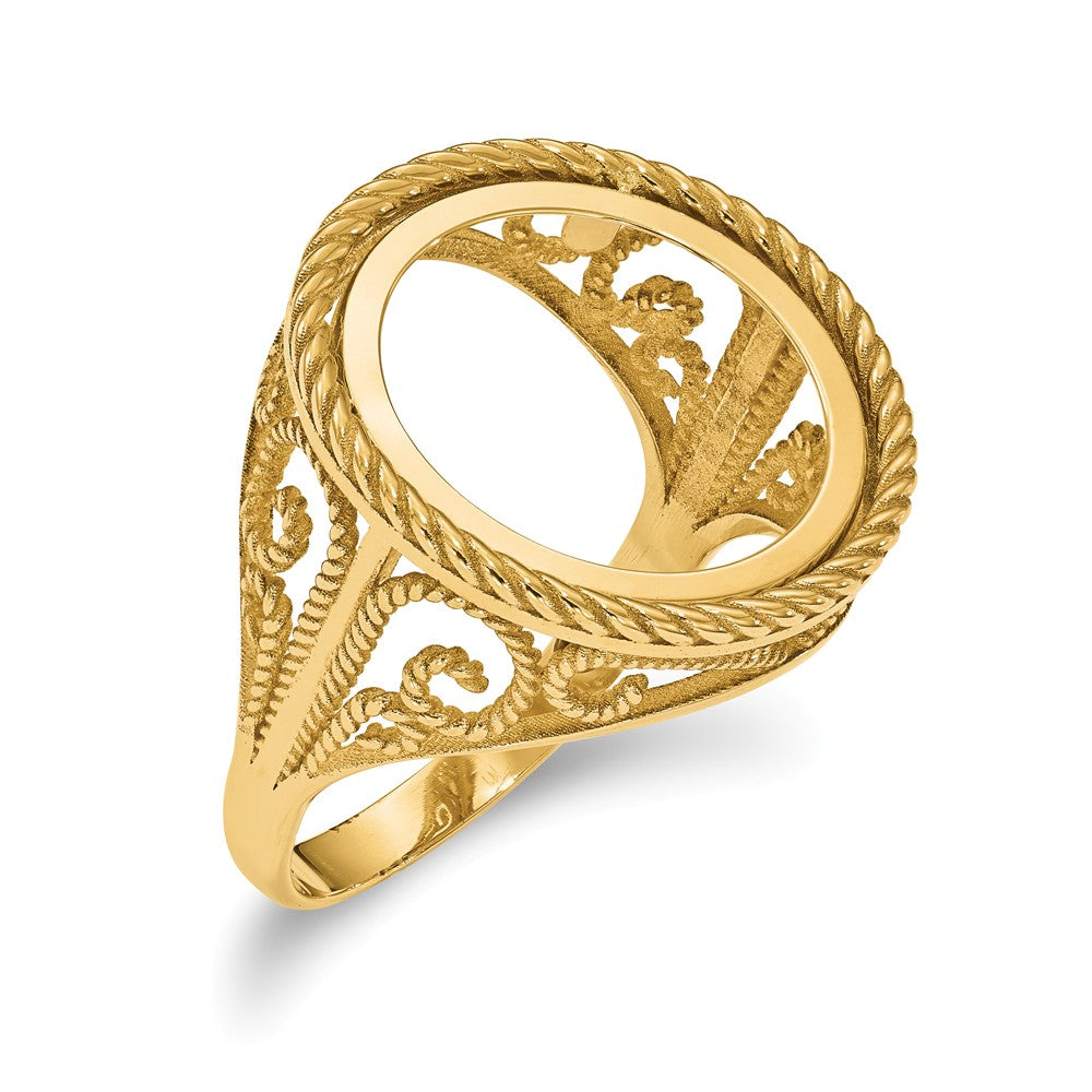 14k Yellow Gold 1/10AE Polished Coin Ring Unassembled, Size: 7