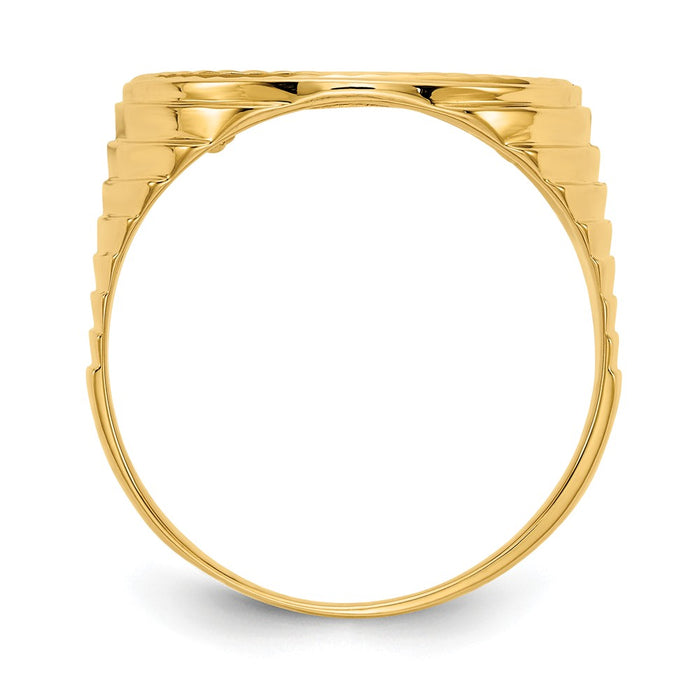 14k Yellow Gold 1/10AE Diamond-cut Coin Ring, Size: 10