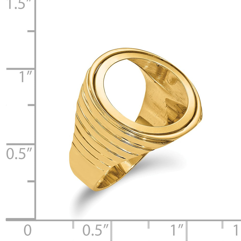 14k Yellow Gold 1/10AE Diamond-cut Coin Ring, Size: 10