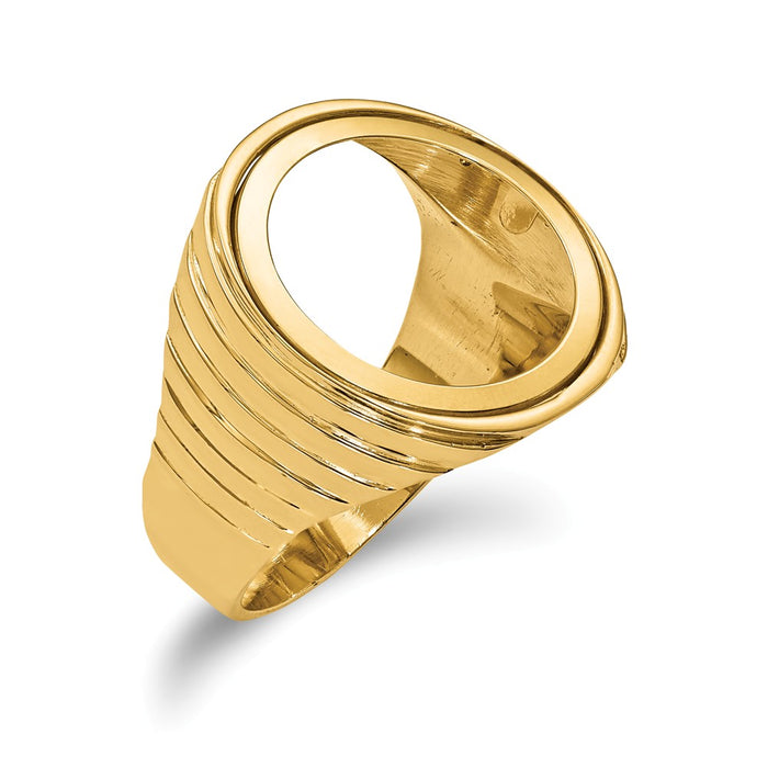 14k Yellow Gold 1/10AE Diamond-cut Coin Ring, Size: 10