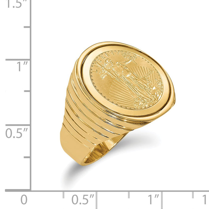 14k Yellow Gold 1/10AE Polished Coin Ring with coin, Size: 10