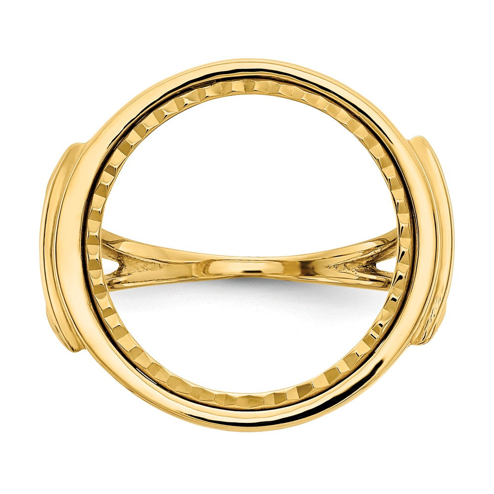14k Yellow Gold 1/10AE Diamond-cut Coin Ring, Size: 7