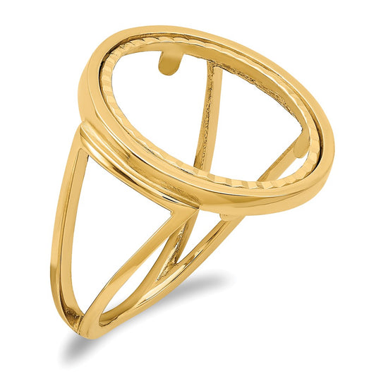 14k Yellow Gold 1/10AE Diamond-cut Coin Ring, Size: 7
