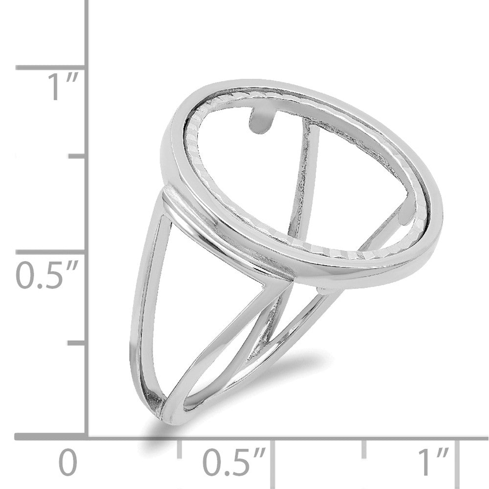 14k White Gold 1/10AE Diamond-cut Coin Ring, Size: 7