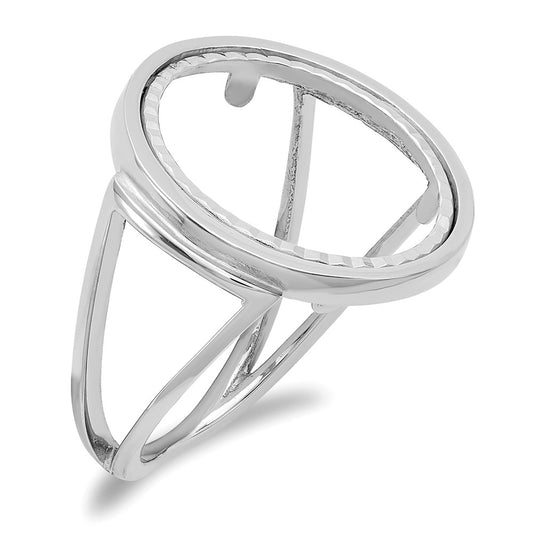 14k White Gold 1/10AE Diamond-cut Coin Ring, Size: 7