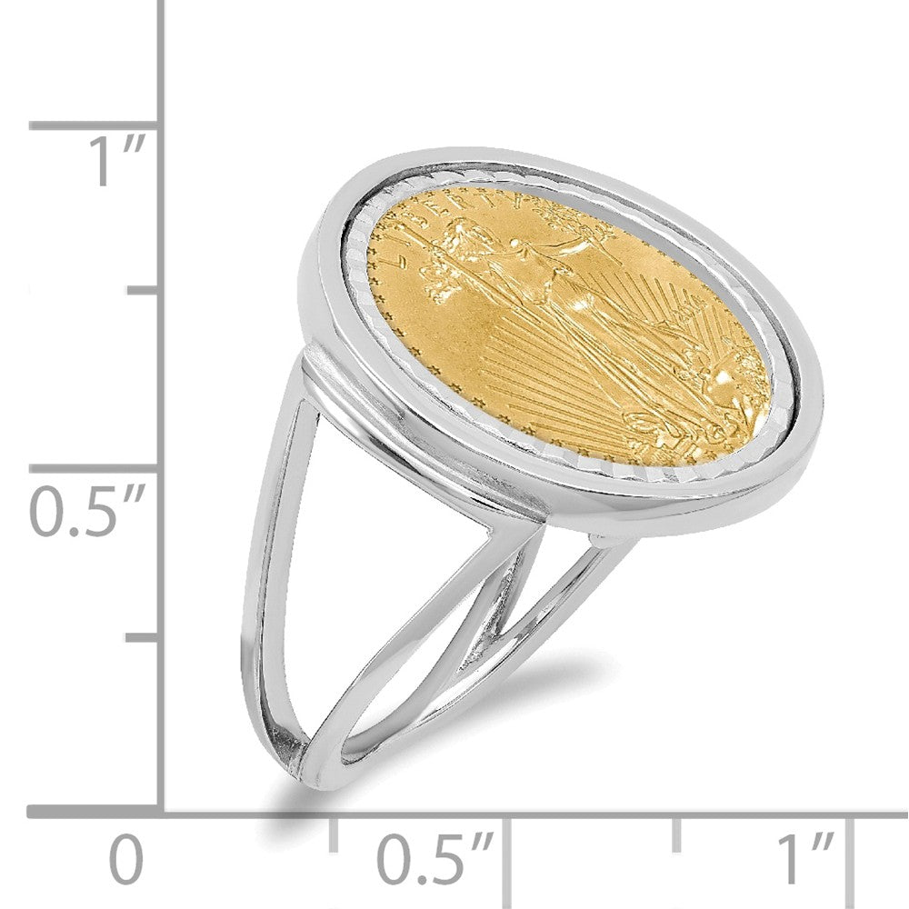 14k White Gold 1/10AE Diamond-cut Coin Ring with coin, Size: 7