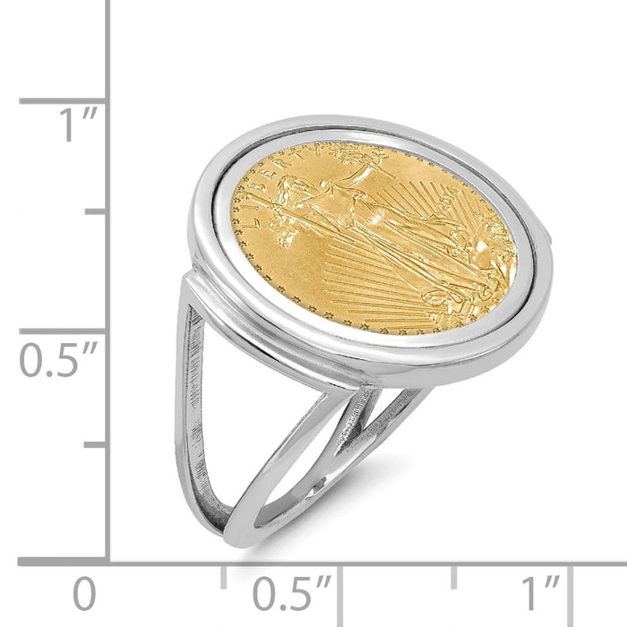 14k White Gold 1/10AE Polished Coin Ring with coin, Size: 7