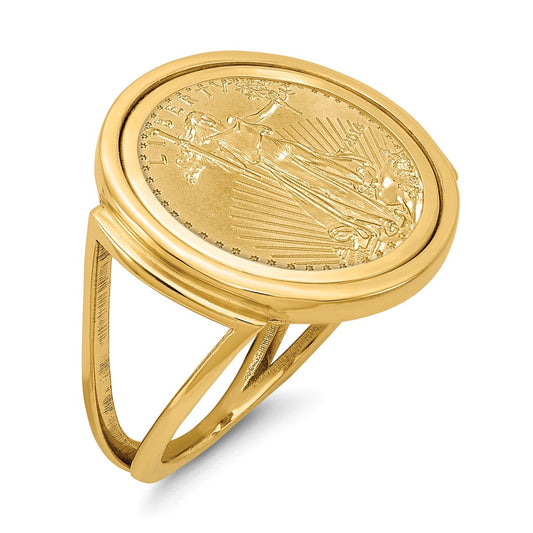 14k Yellow Gold 1/10AE Polished Coin Ring with coin, Size: 7