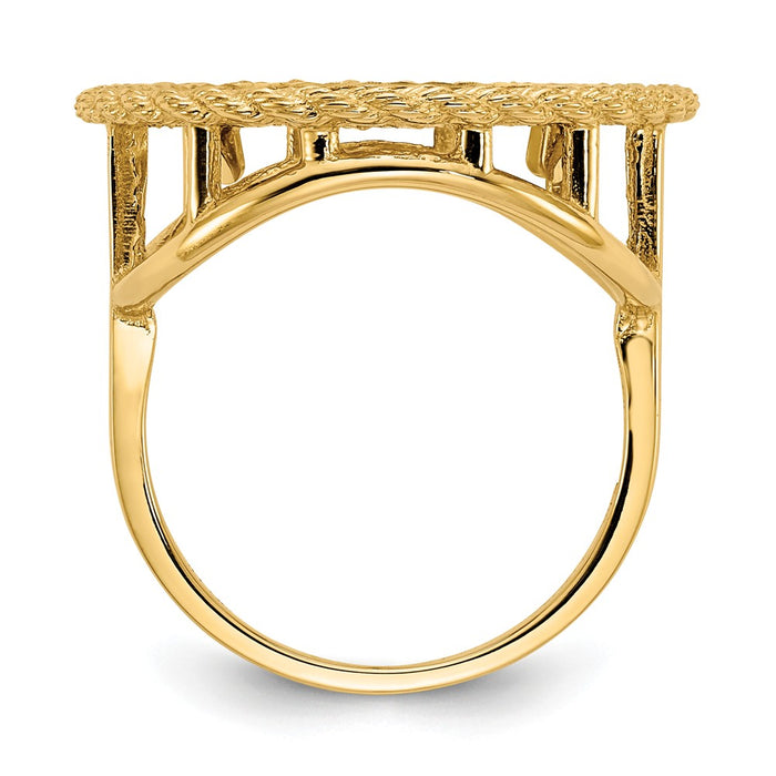 14k Yellow Gold 1/10AE Diamond-cut Coin Ring, Size: 7