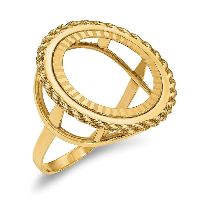 14k Yellow Gold 1/10AE Diamond-cut Coin Ring, Size: 7