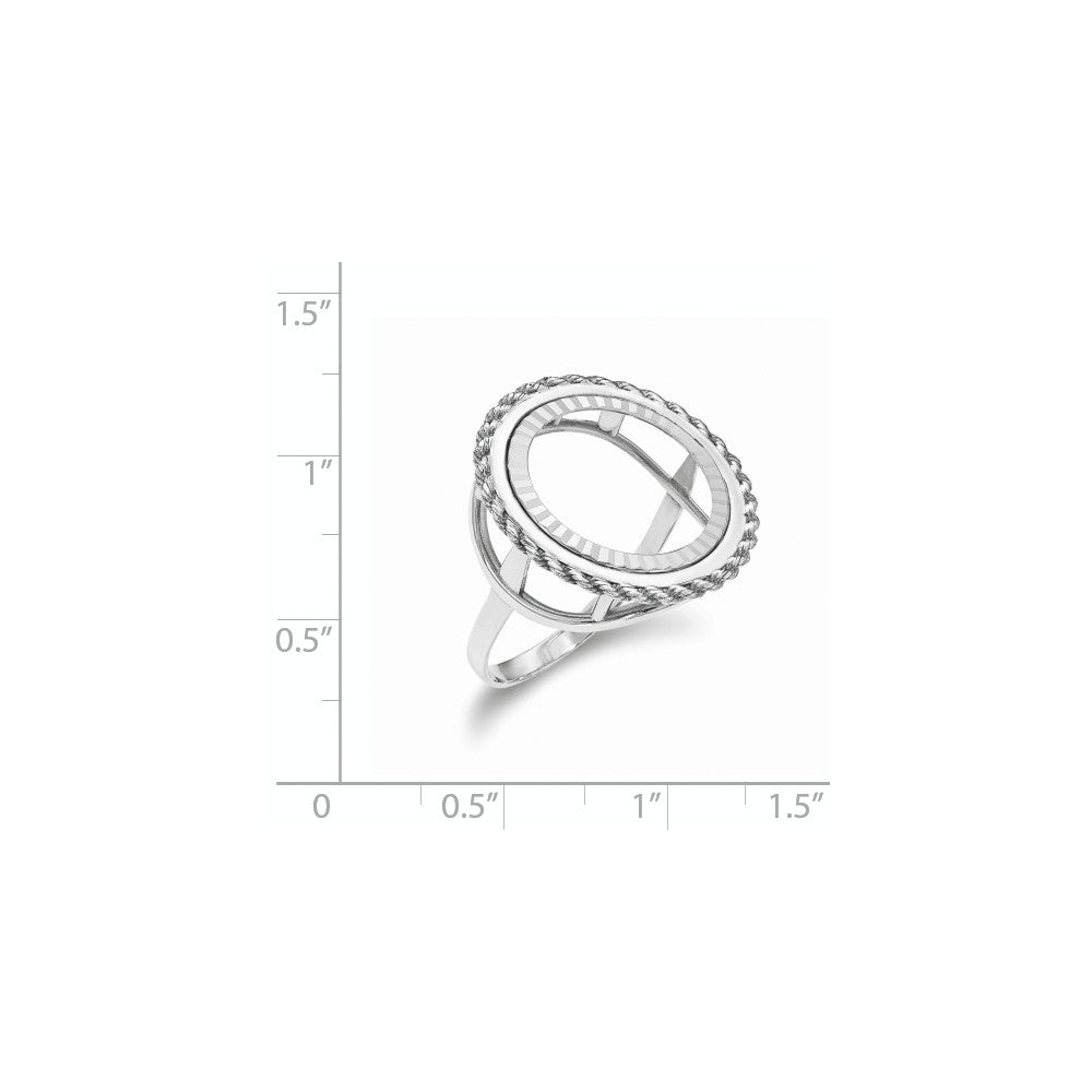 14k White Gold 1/10AE Diamond-cut Coin Ring, Size: 7