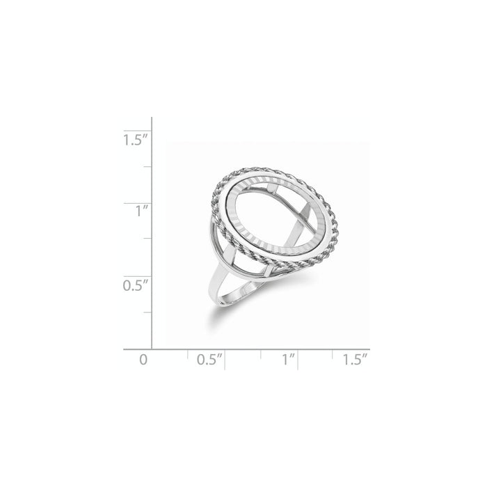 14k White Gold 1/10AE Diamond-cut Coin Ring, Size: 7