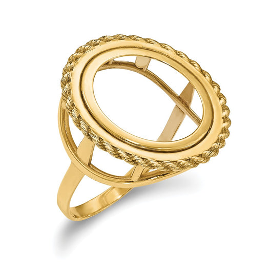 14k Yellow Gold 1/10AE Polished Coin Ring Unassembled, Size: 7
