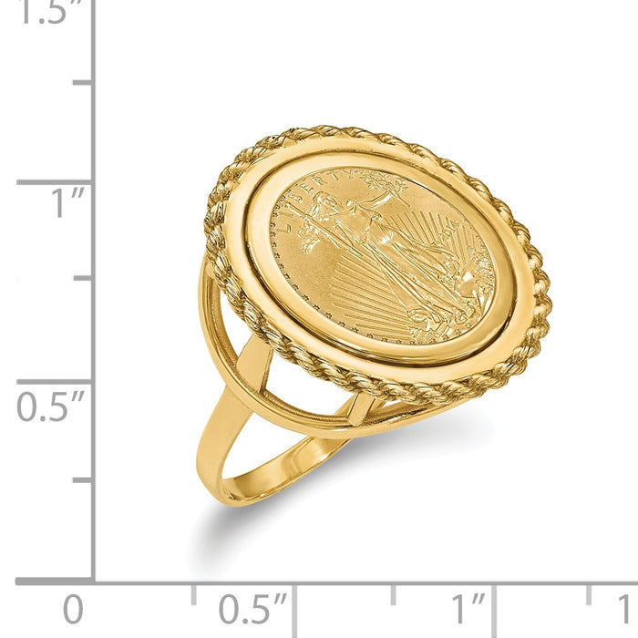 14k Yellow Gold 1/10AE Polished Coin Ring with coin, Size: 7
