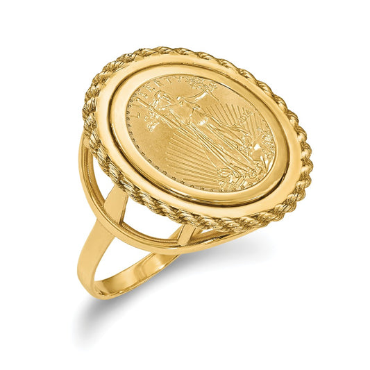 14k Yellow Gold 1/10AE Polished Coin Ring with coin, Size: 7
