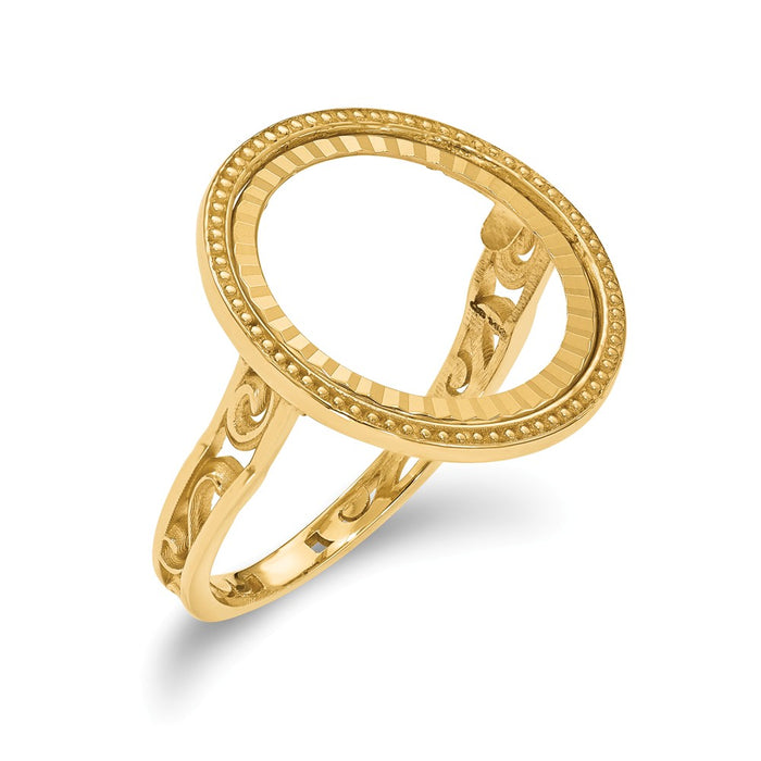 14k Yellow Gold 1/10AE Diamond-cut Coin Ring, Size: 10