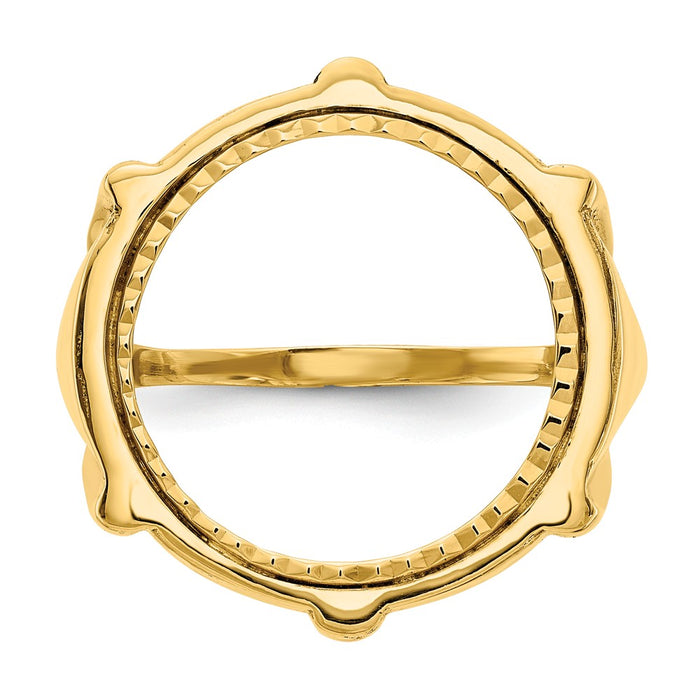 14k Yellow Gold 1/10AE Diamond-cut Coin Ring, Size: 10