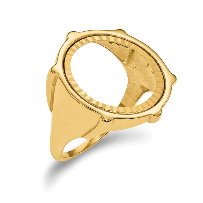 14k Yellow Gold 1/10AE Diamond-cut Coin Ring, Size: 10
