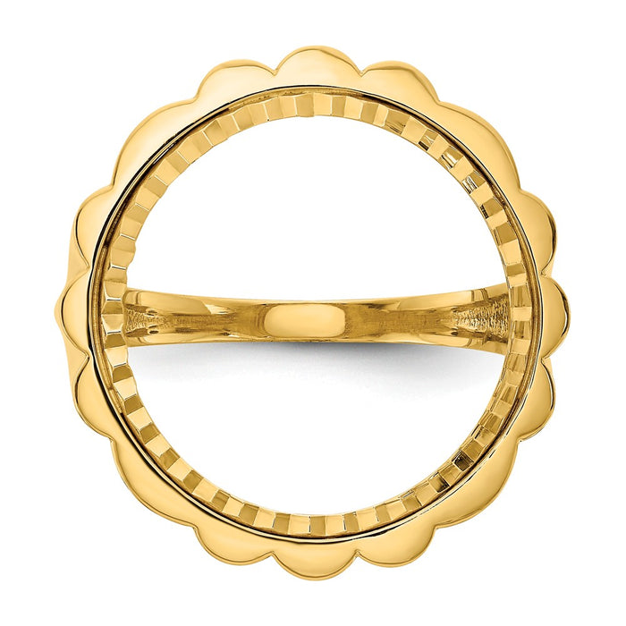 14k Yellow Gold 1/10AE Diamond-cut Coin Ring, Size: 7