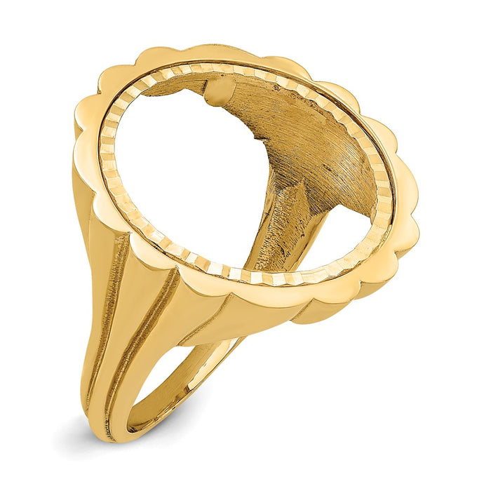 14k Yellow Gold 1/10AE Diamond-cut Coin Ring, Size: 7