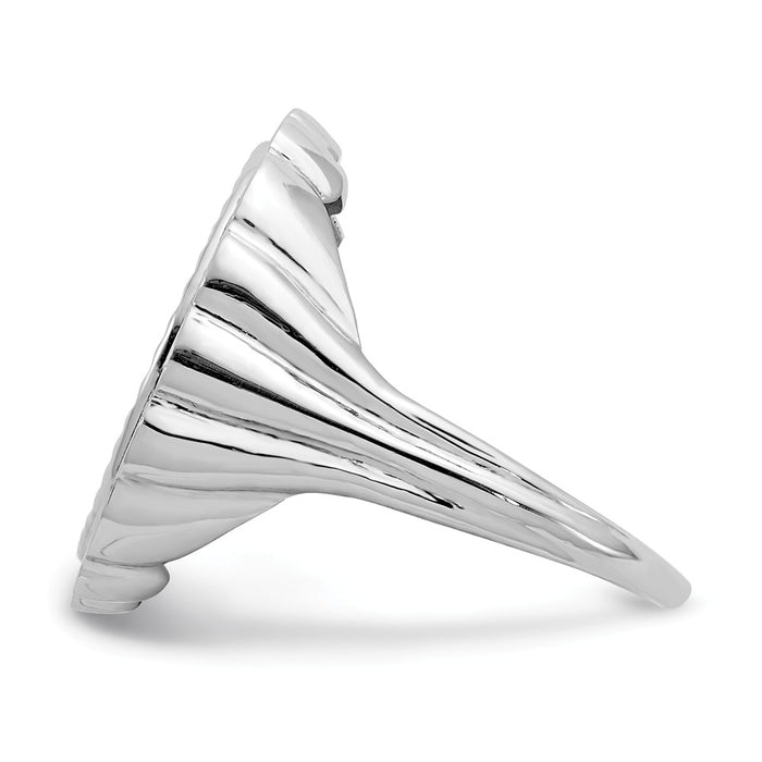 14k White Gold 1/10AE Diamond-cut Coin Ring, Size: 7