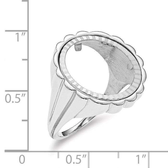 14k White Gold 1/10AE Diamond-cut Coin Ring, Size: 7