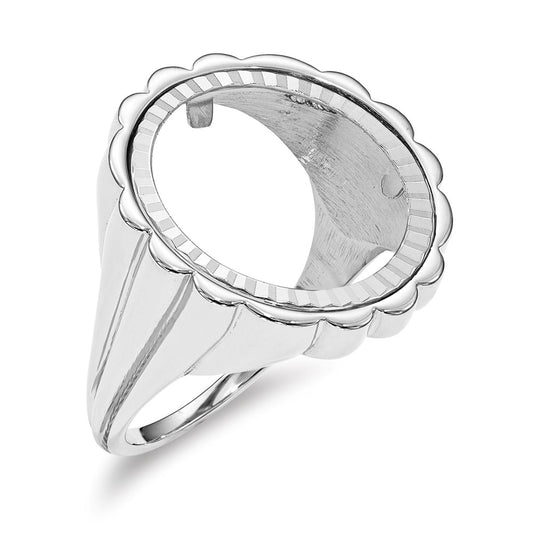 14k White Gold 1/10AE Diamond-cut Coin Ring, Size: 7