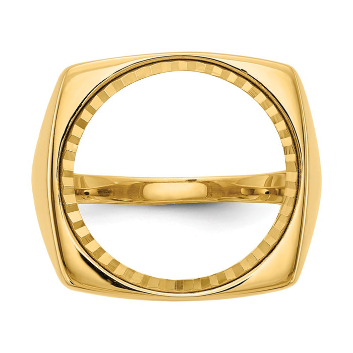 14k Yellow Gold 1/10AE Diamond-cut Coin Ring, Size: 10